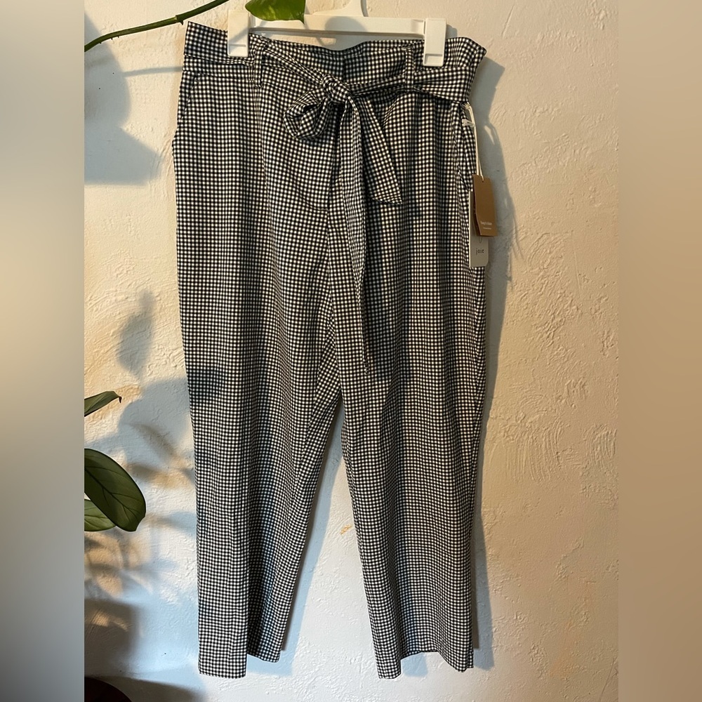 JOIE PAPER WAIST PANTS- CHECKERED BLACK AND WHITE- NWT